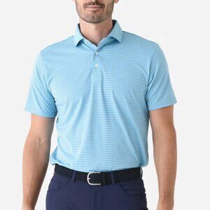 Blue Polo Shirt with Classic Collar and Athletic Fit